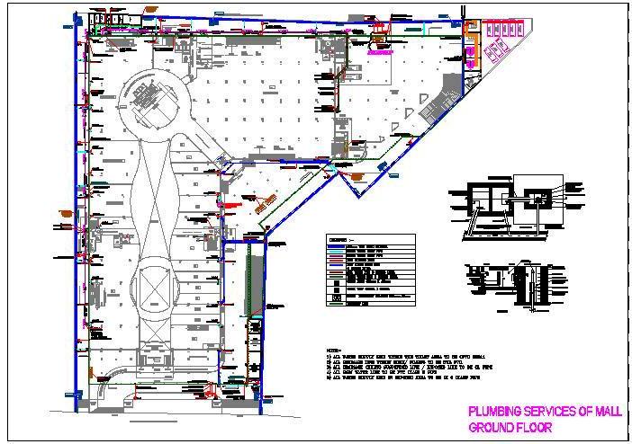 Mall & Commercial Space Plumbing Plan DWG- Ground Floor